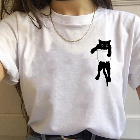 Simple Women's Oversized Short sleeve T shirt-Summer Casual Print Tops